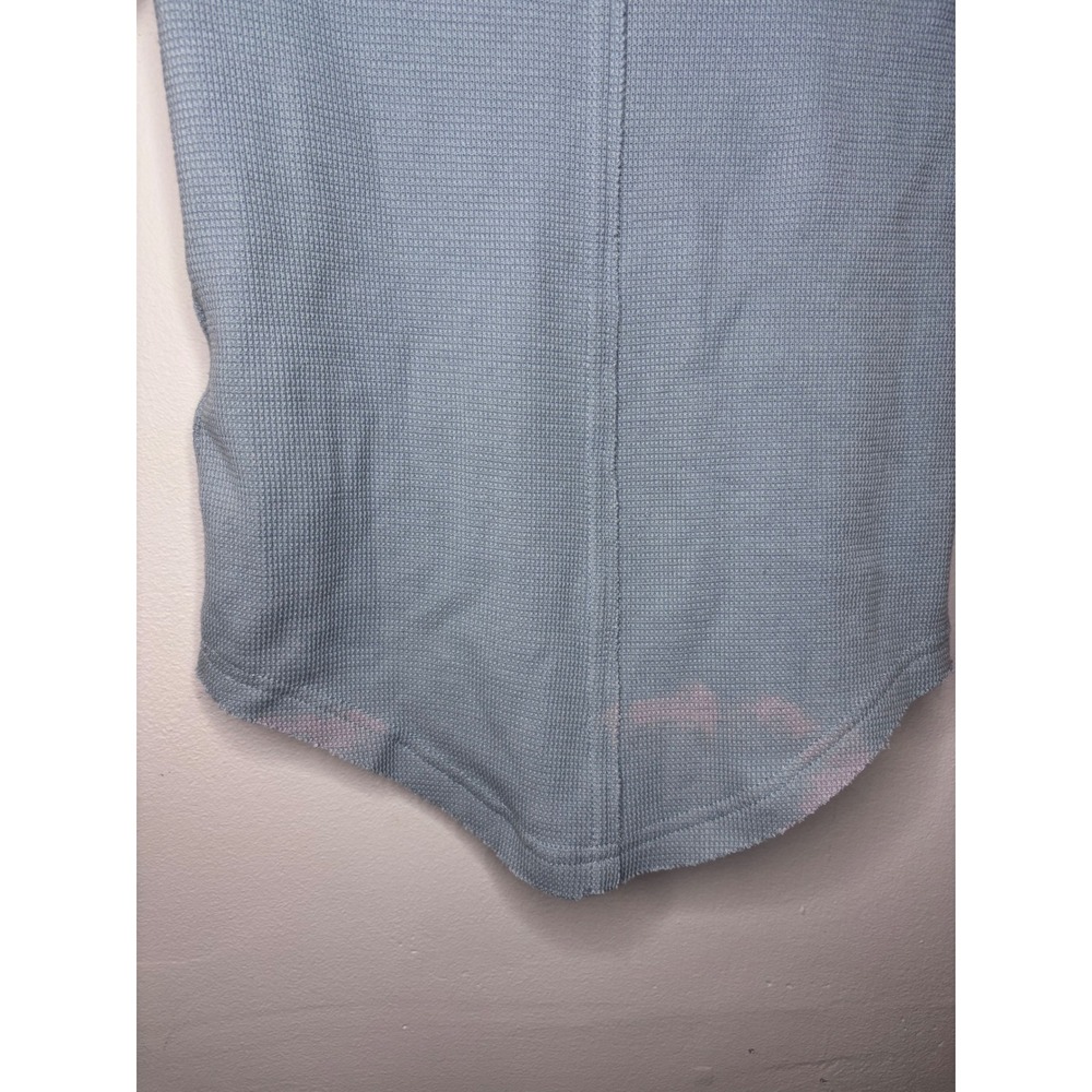 We The Free Free People Thermal Top XS Blue Mixed Media Knit Sleeve Mock Neck - Picture 6 of 6